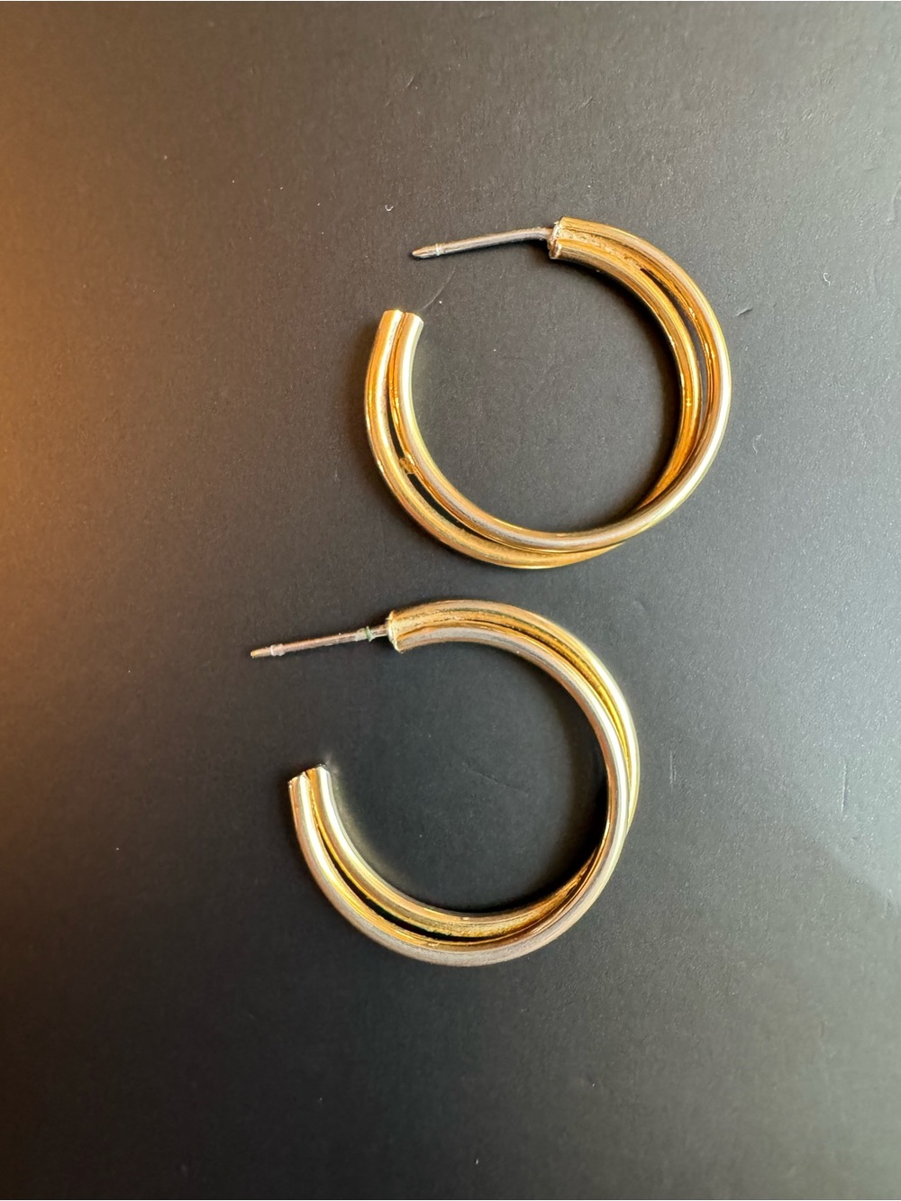 Gold Tone Double Hoop Earrings